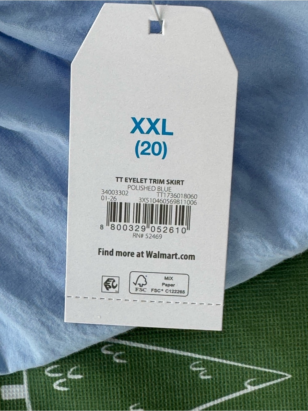 Time and Tru Women's XXL 20 Blue Cotton Eyelet Pull On A-Line Midi Skirt Pockets - Picture 10 of 16